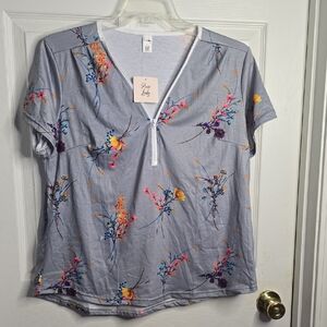 Pixie Lady Floral Print Women's Top - Gray